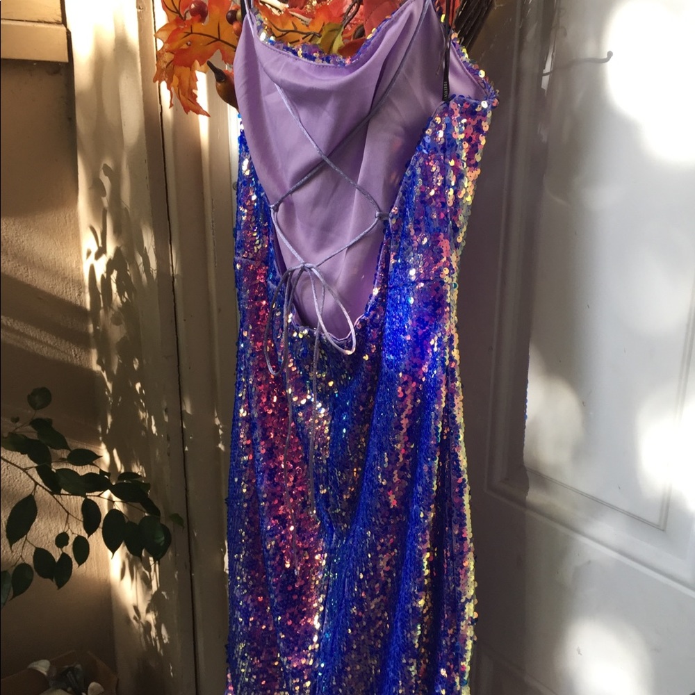 Sequin party backless dress iridescent strappy